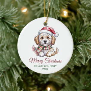Ornamento De Cerâmica Chapéu de Papai Noel Personalizado para Cachorro G