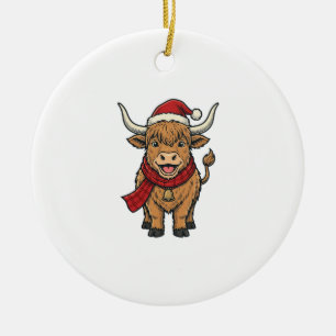 Ornamento De Cerâmica Chapéu de Papai Noel Vintage de Vaca das Terras Al