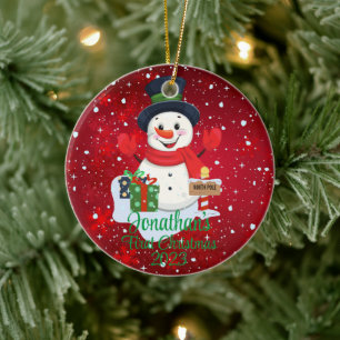 Ornamento De Cerâmica Chapéu preto de bonitinho bonitinho de Natal