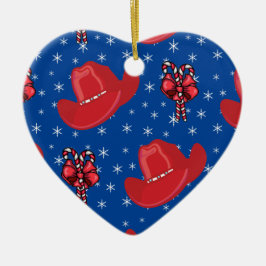 Ornamento De Cerâmica Chapéus De Cowboy E Canas Doces Do Natal Ocidental