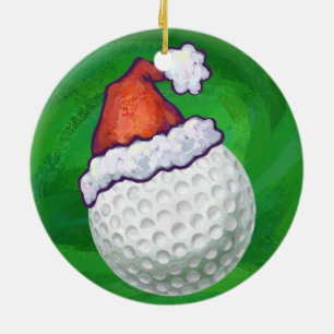 Ornamento De Cerâmica Chapéus de Natal de Golfe