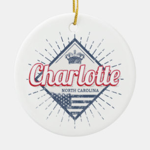 Ornamento De Cerâmica Charlotte City North Carolina Estados Unidos EUA