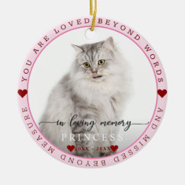 Ornamento De Cerâmica Charm Cute In Loving Memory Cat Foto Monograma