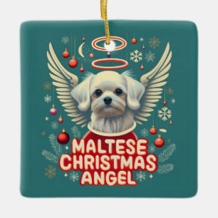 Ornamento De Cerâmica Charm de Natal Maltês, cerejado