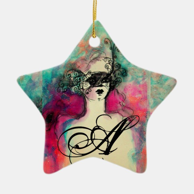 Ornamento De Cerâmica CHARM MONOGRAMA, estrela (Frente)