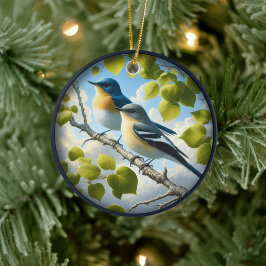 Ornamento De Cerâmica Charming Acadian Flycatchers Scene Christmas