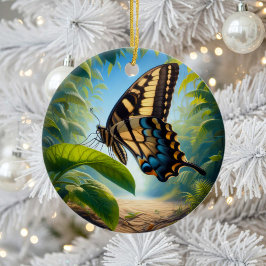 Ornamento De Cerâmica Charming Bahaman Swallowtail Butterfly Keepsake