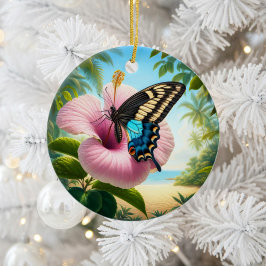 Ornamento De Cerâmica Charming Bahaman Swallowtail Butterfly Keepsake