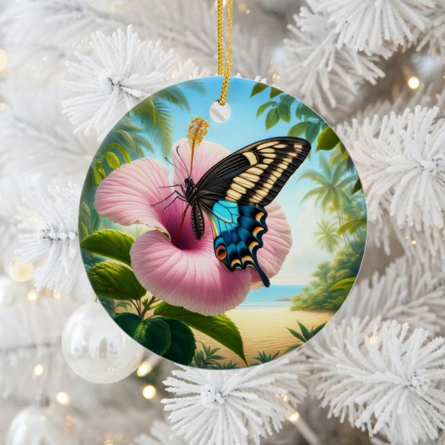 Ornamento De Cerâmica Charming Bahaman Swallowtail Butterfly Keepsake (Criador carregado)