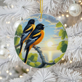Ornamento De Cerâmica Charming Baltimore Oriole Bird Keepsake