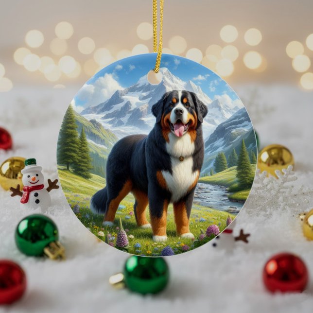 Ornamento De Cerâmica Charming Bernese Mountain Dog Keepsake (Criador carregado)