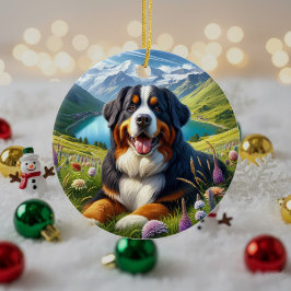 Ornamento De Cerâmica Charming Bernese Mountain Dog Keepsake