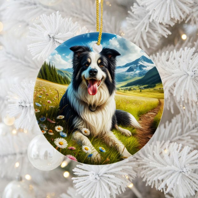 Ornamento De Cerâmica Charming Border Collie Dog Keepsake (Criador carregado)