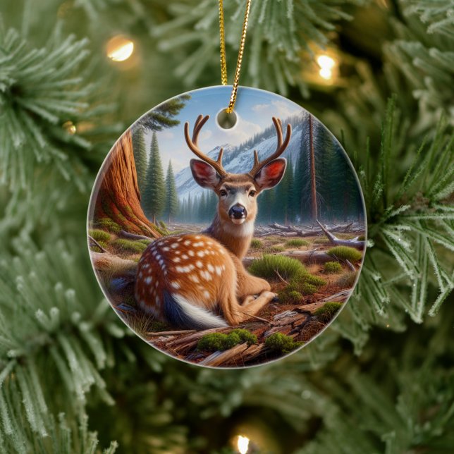 Ornamento De Cerâmica Charming Deer Animal Keepsake (Criador carregado)