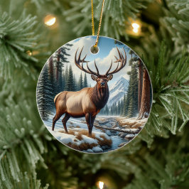 Ornamento De Cerâmica Charming Elk Animal Keepsake