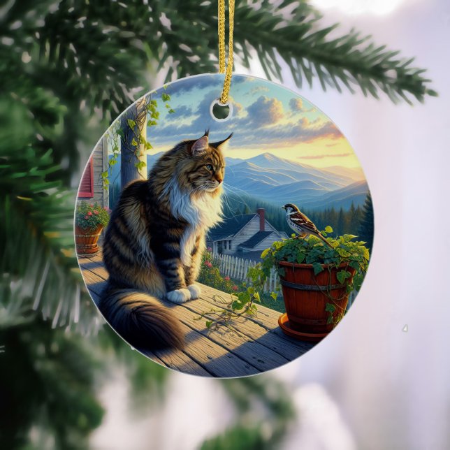 Ornamento De Cerâmica Charming Maine Coon Keepsake (Criador carregado)