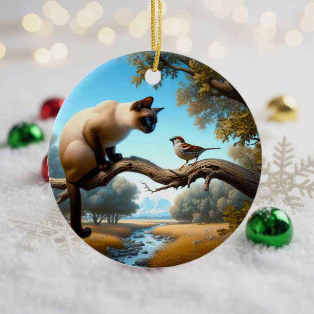 Ornamento De Cerâmica Charming Siamese Cat Keepsake (Criador carregado)
