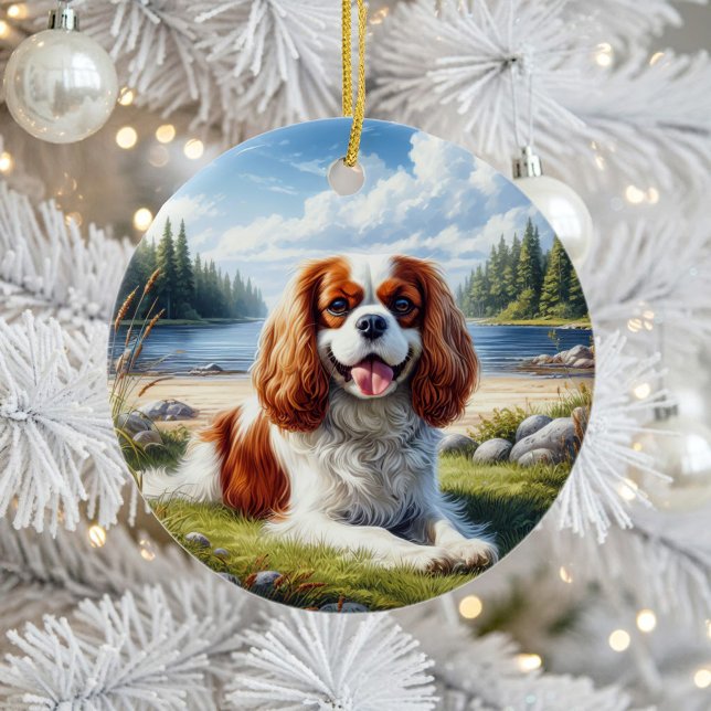 Ornamento De Cerâmica Charmoso Cavalier King Charles Spaniel Lembrança (Criador carregado)