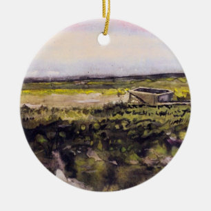 Ornamento De Cerâmica Charneca com Carrinho de Mão por Vincent van Gogh