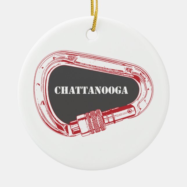Ornamento De Cerâmica Chattanooga Subindo Carabiner (Frente)