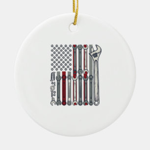 Ornamento De Cerâmica Chave de Mecânico Bandeira Desenho Vetorial de Gra