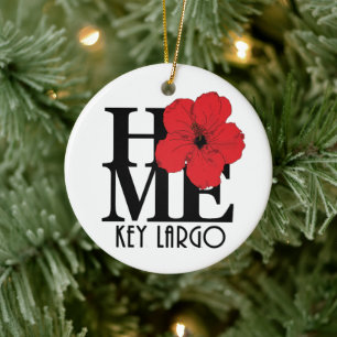 Ornamento De Cerâmica Chave HOME Largo Red Hibiscus