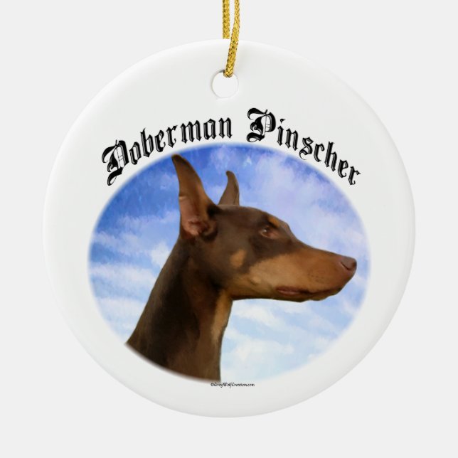 Ornamento De Cerâmica Chaveiro de Nuvens Doberman Pinscher (Frente)
