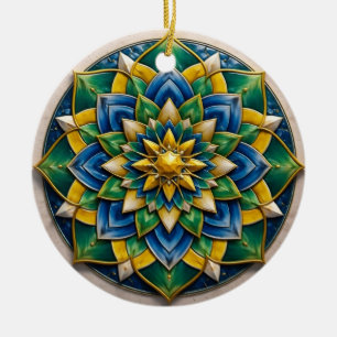Ornamento De Cerâmica Chaveiro Mandala Luxo - 01