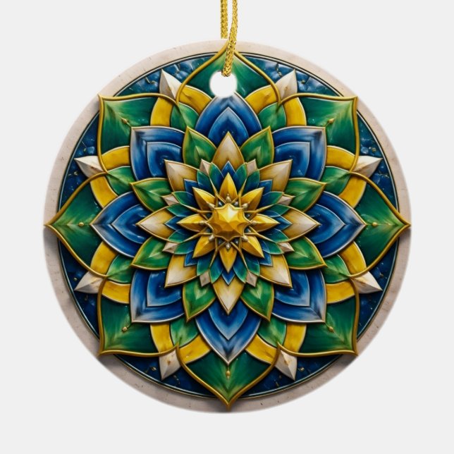 Ornamento De Cerâmica Chaveiro Mandala Luxo - 01 (Frente)