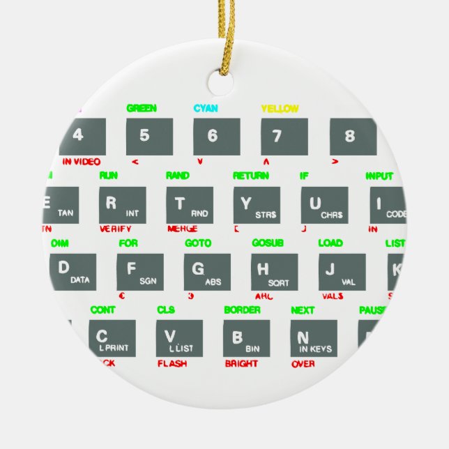 Ornamento De Cerâmica Chaves de teclado do espectro de Sinclair ZX (Frente)