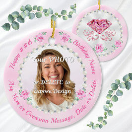 Ornamento De Cerâmica Cheap, Personalized Photo Birthday Ornaments, Pink