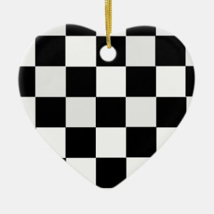 Ornamento De Cerâmica Checkered preto e branco