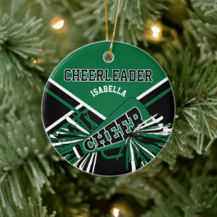 Ornamento De Cerâmica Cheerleader 2S 📣 💖 - Verde escuro, preto e branc