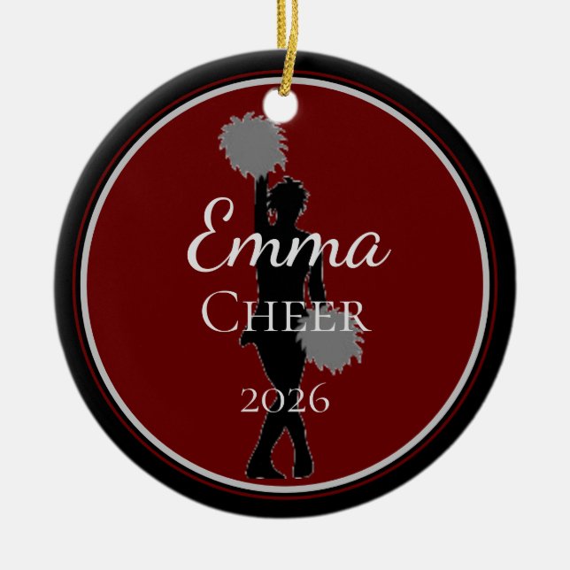Ornamento De Cerâmica Cheerleader de Encomenda Cheer (Frente)