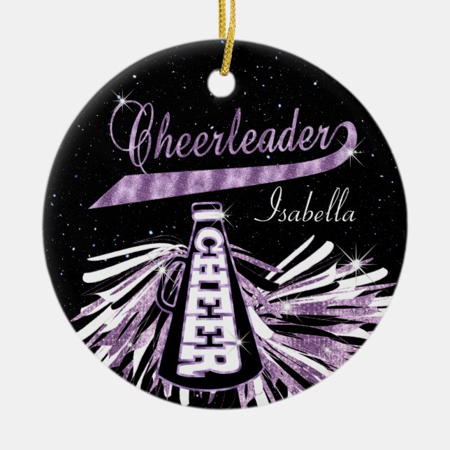 Ornamento De Cerâmica Cheerleader 📣 💖 Gama - Preto e Roxo (Frente)