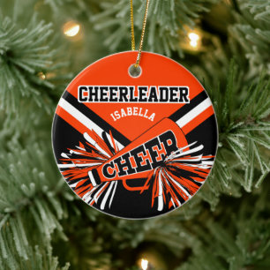 Ornamento De Cerâmica Cheerleader - Laranja, Preto e Branco 2