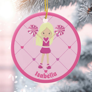 Ornamento De Cerâmica Cheerleader Louro Canto - Natal Personalizado