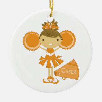 Ornamento De Cerâmica Cheerleader na laranja