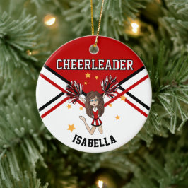 Ornamento De Cerâmica Cheerleader 📣 💖 Rapariga - Vermelho, Preto e Bra