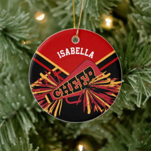 Ornamento De Cerâmica Cheerleader 📣 💖 - Vermelho escuro, preto e D
