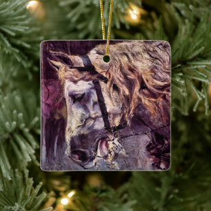 Ornamento De Cerâmica Chefe de Cavalo de Giovanni Boldini, Arte Vintage