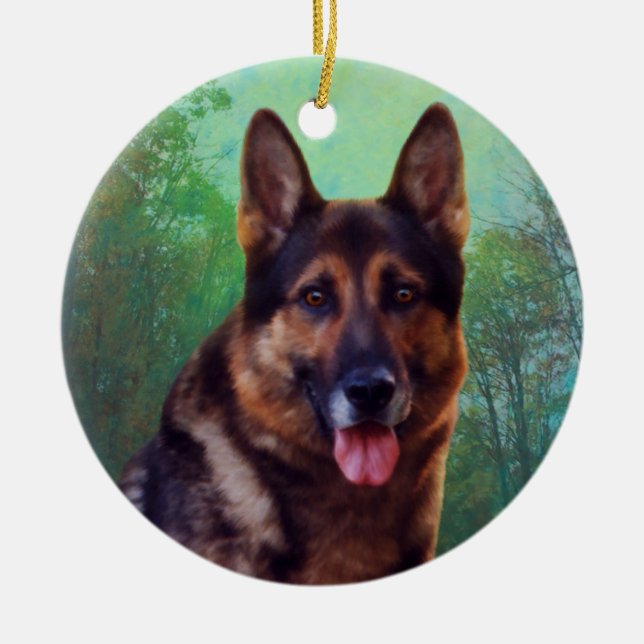 Ornamento De Cerâmica Chefe o German shepherd (Frente)