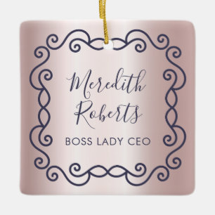 Ornamento De Cerâmica Chefe Personalizada Dama CEO Blush Metalizado Lemb