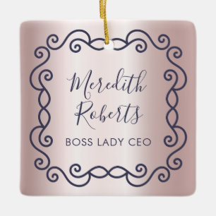 Ornamento De Cerâmica Chefe Personalizado Lady CEO Blush Metallic Keepsa