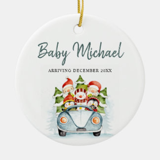 Ornamento De Cerâmica Chegando a um anúncio de gravidez do Baby Boy