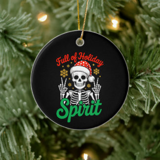 Ornamento De Cerâmica Cheio de Espírito Natalino Esqueleto de Natal Paz