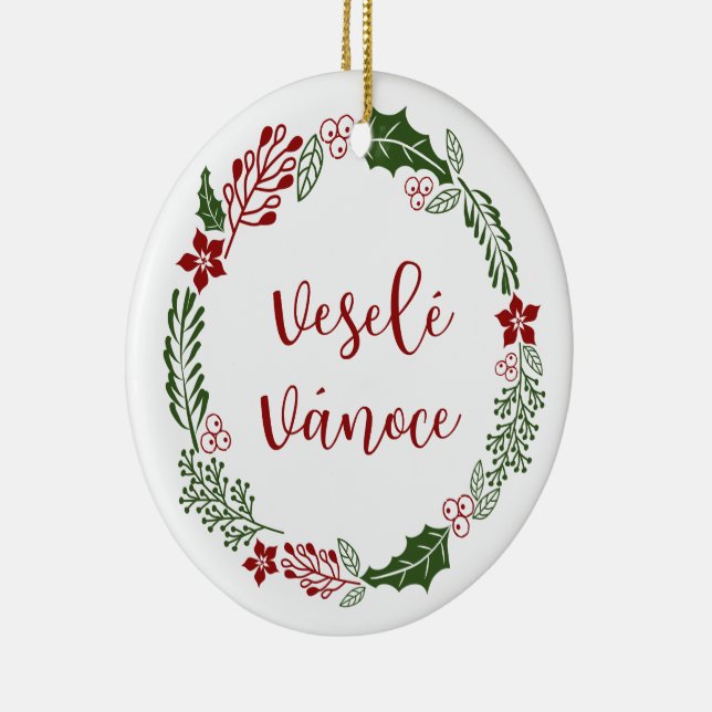Ornamento De Cerâmica Cheques de Natal, Veselé vánoce (Direito )