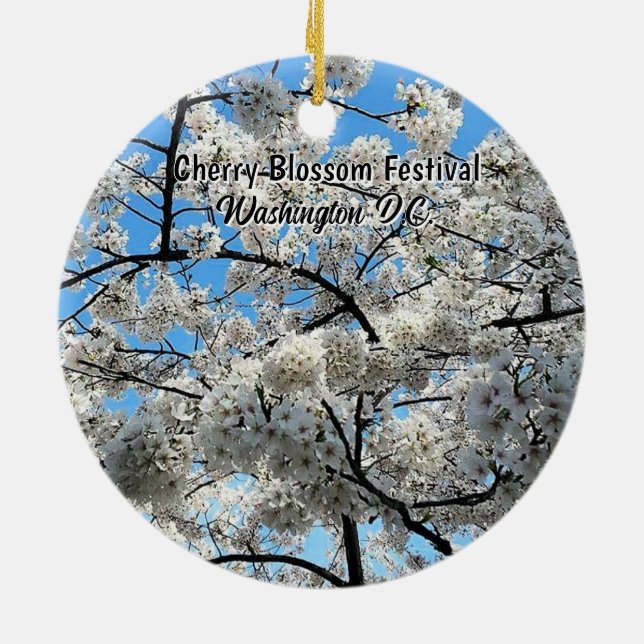 Ornamento De Cerâmica Cherry Blossom Festival Washington D.C. Souvenir (Traseira)
