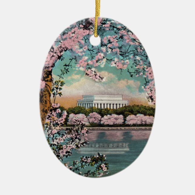 Ornamento De Cerâmica Cherry Blossoms Ornament (Frente)