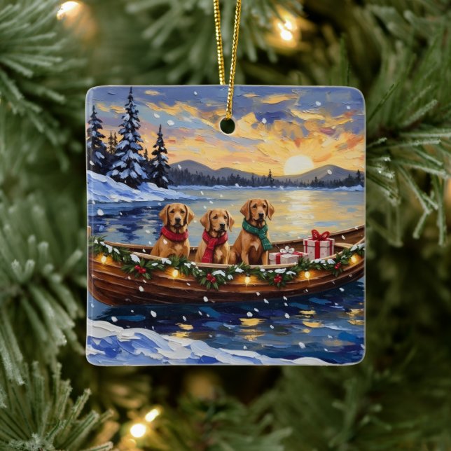 Ornamento De Cerâmica Chesapeake Bay Retriever Christmas Boat Holiday (Árvore)